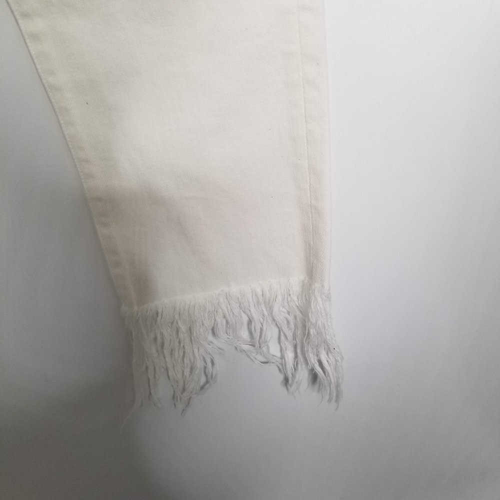 3x1 Bianca Women's Cropped White Fringe Straight Leg 100% Cotton Jeans 2… - Picture 11 of 11